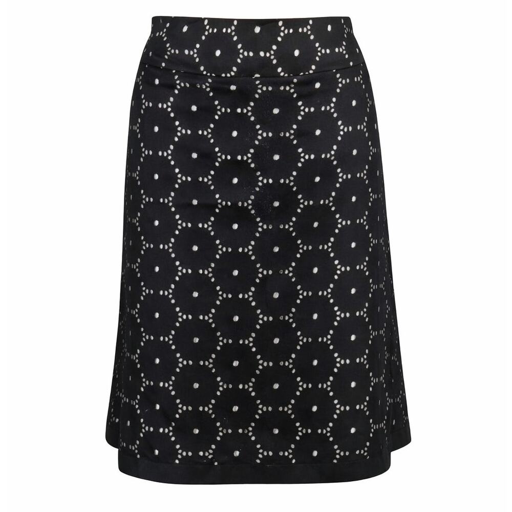 Talbots Womens Petite 10P Black Eyelet Cotton Skirt Knee Length A-Line Lined